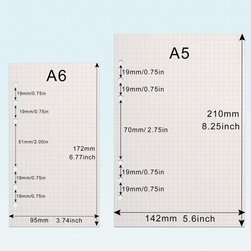 Toplive A6 Refill Paper, [3 Pack] Toplive 100GSM Thick Refillable Paper 6 Hole Filler Inserts Loose Leaf Paper 135 Sheets (270 Pages) for 6 Ring Binder Journal Notebook-Squared Paper - Image 3